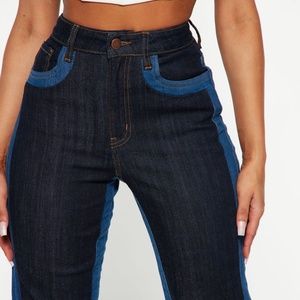 Fashion Nova - Shandy Straight Leg Two Tone Jeans - Dark Combo